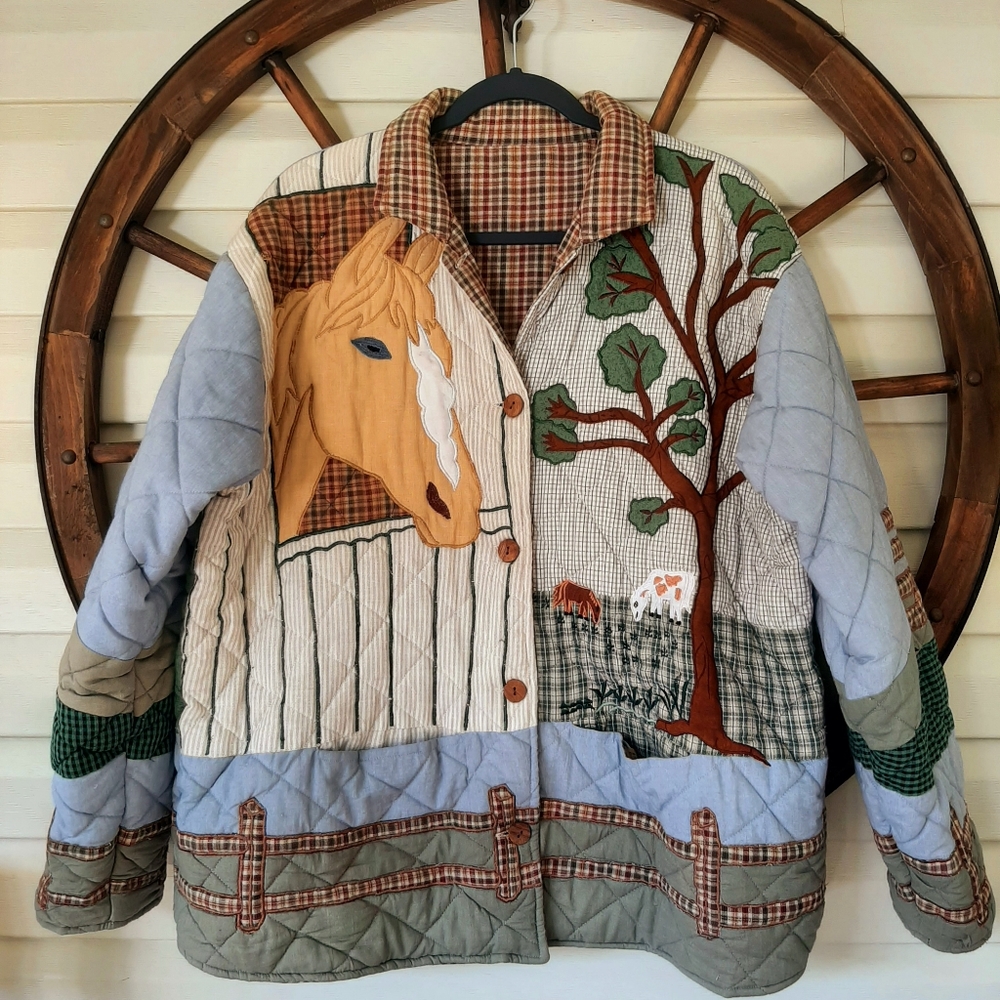 Don't Mess with Texas Horse Cowgirl Quilted Barn Jacket Large